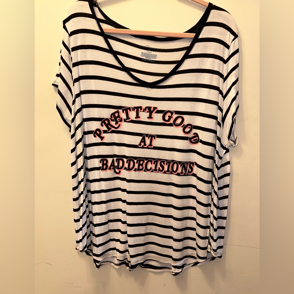 JCP Boutique+ Pretty Good At Bad Decisions Shirt Size 3X
